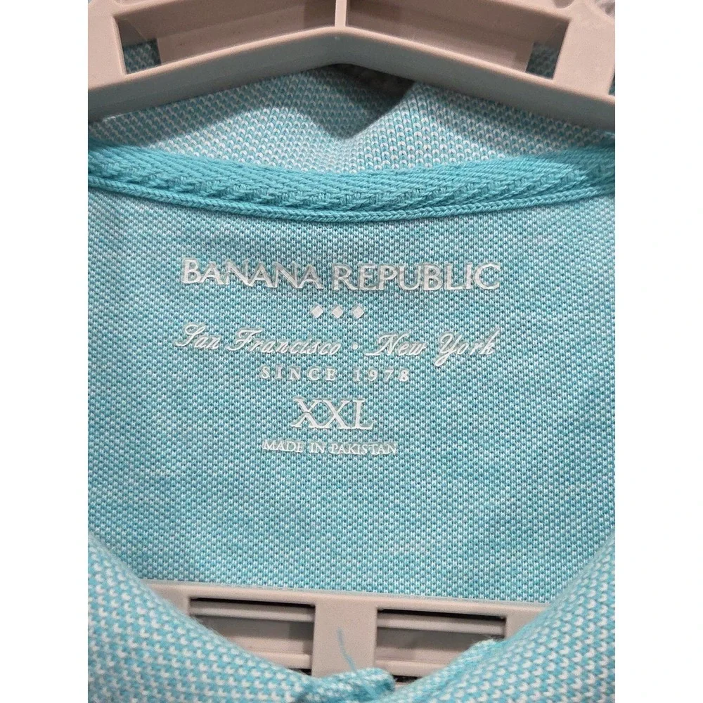 Banana Republic Men's Short Sleeve Polo Shirt Light Blue Turquoise Color  SzXXL